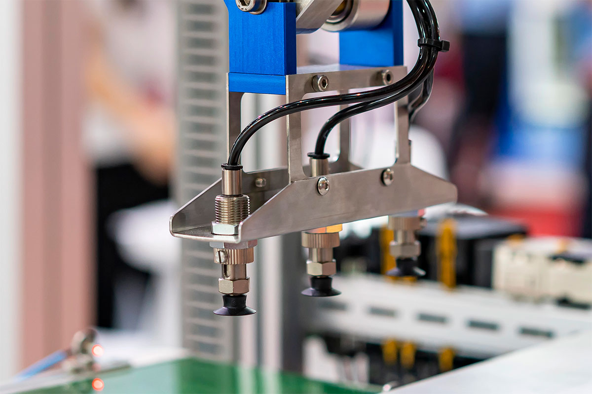 ramię robota z przyssawkami do przenoszenia elektroniki